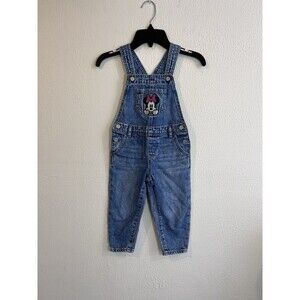 Baby Gap Disney Minnie Mouse Embrioded Girls Denim Overalls Sz 3